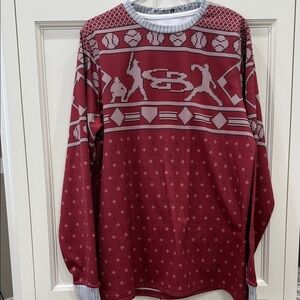 Boombah Men's maroon Ugly Sweater pullover Large. Baseball. Seasonal festive